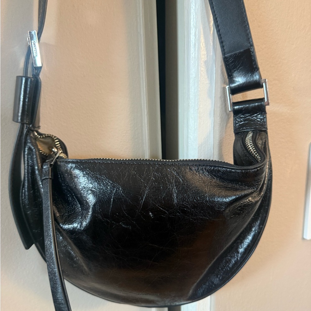 All Saints Black Leather Crossbody Bag - Picture 5 of 10
